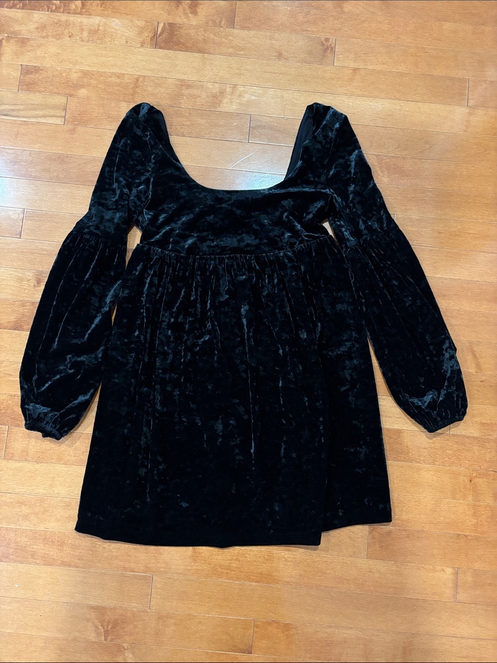 Free People BabyDoll Black Velvet Mini Dress